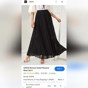 Shein solid pleated maxi skirt small